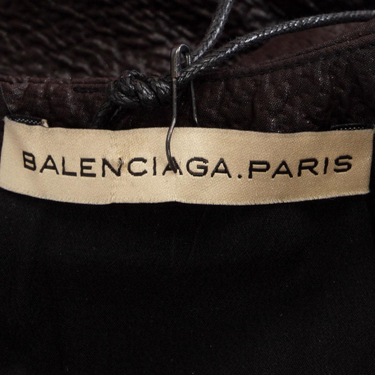 BALENCIAGA - Robe sans manches en cuir noir éFFECT 36 XS Pour femmes en vente