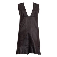 BALENCIAGA black LEATHER EFFECT Sleeveless Dress 36 XS