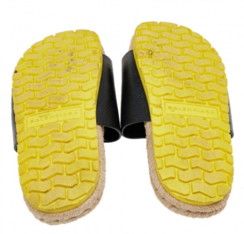 Balenciaga Black Leather Espadrille Flats Size 40 For Sale 4