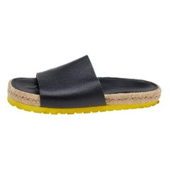 Balenciaga Black Leather Espadrille Flats Size 40