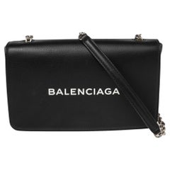 Balenciaga Black Leather Everyday Chain Shoulder Bag