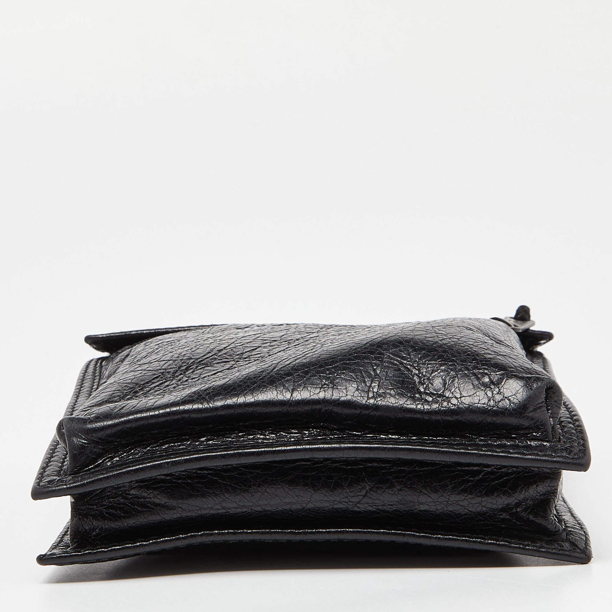 Balenciaga Black Leather Explorer Pouch Crossbody Bag For Sale 1