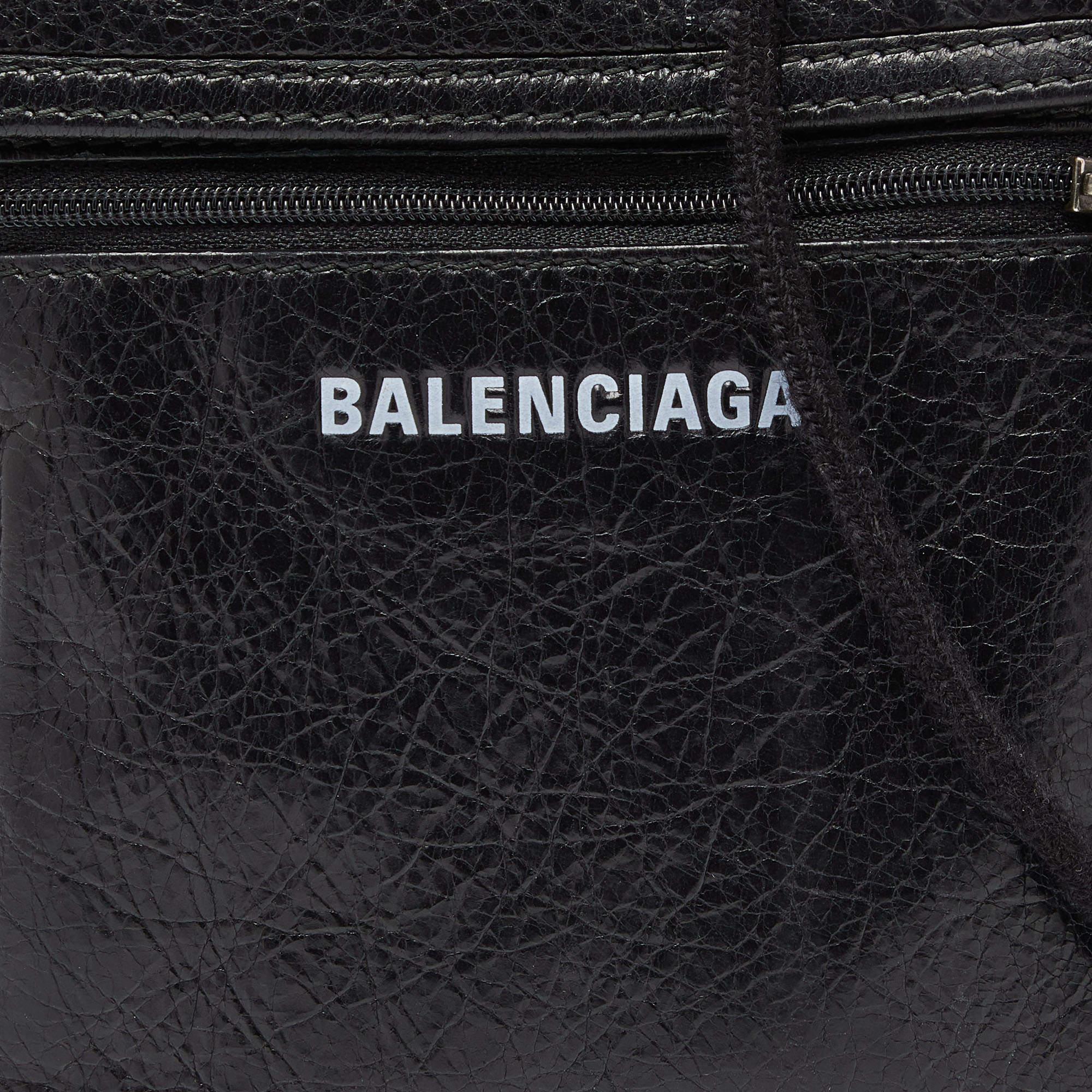 Balenciaga Black Leather Explorer Pouch Crossbody Bag For Sale 4