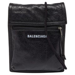 Balenciaga - Sac à bandoulière Explorer en cuir noir