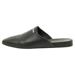 Balenciaga Black Leather Flat Mules Size 41