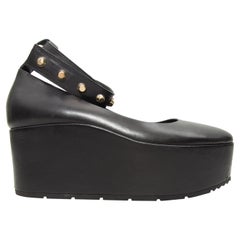Balenciaga Black Leather Flatform Ankle Strap Pumps