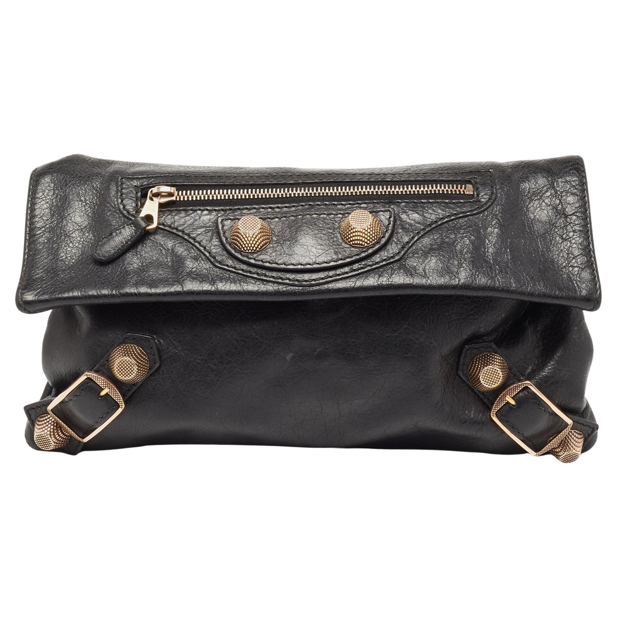 Balenciaga Murier Leather Giant Brogues Covered Envelope Clutch at 1stDibs