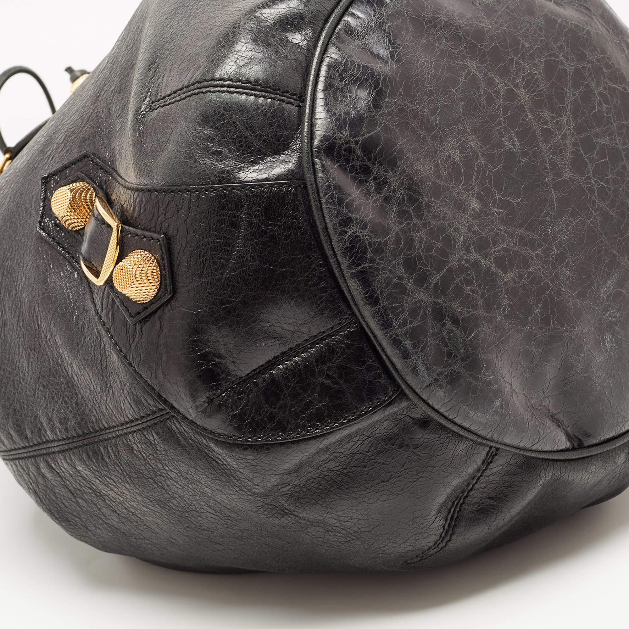 Balenciaga Black Leather GGH PomPon Bag 10