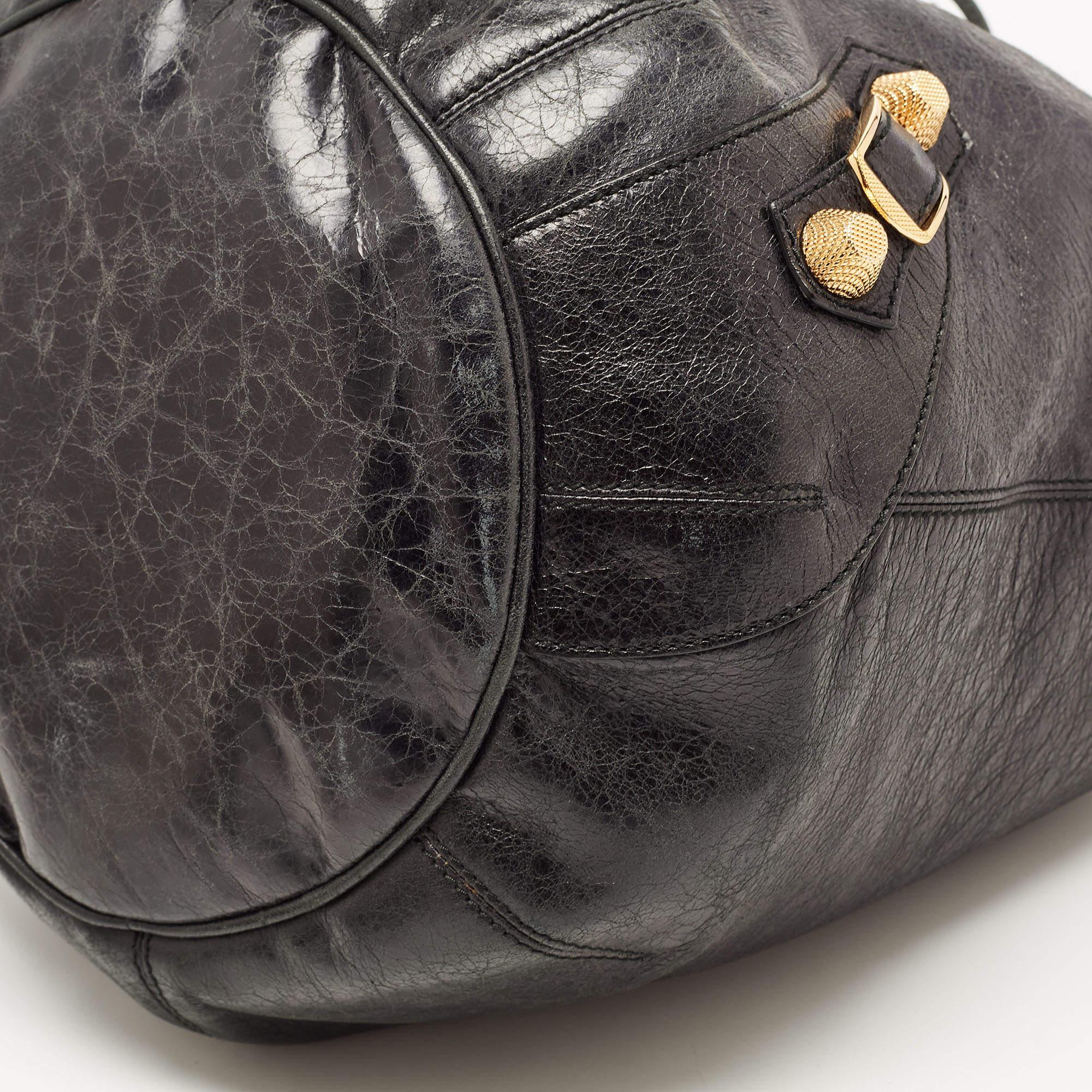 Balenciaga Black Leather GGH PomPon Bag 11