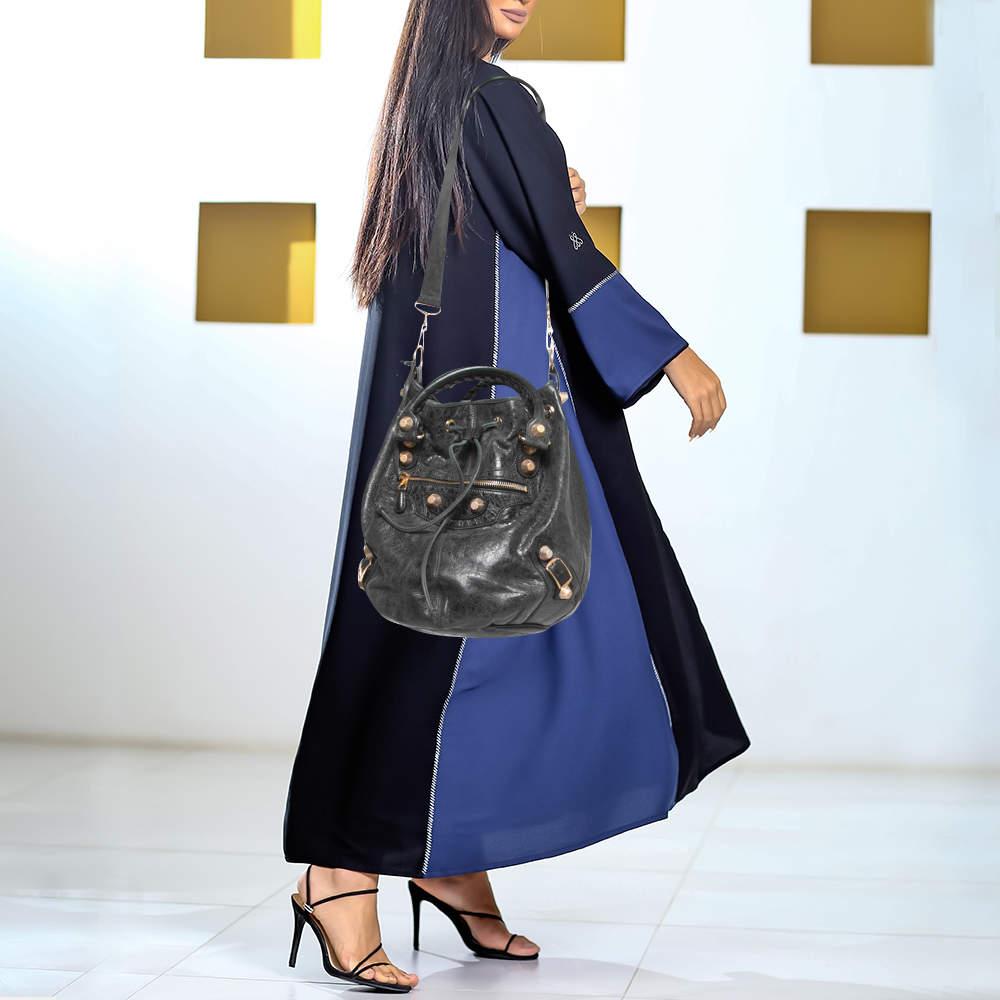 Balenciaga Black Leather GGH PomPon Bag In Good Condition In Dubai, Al Qouz 2