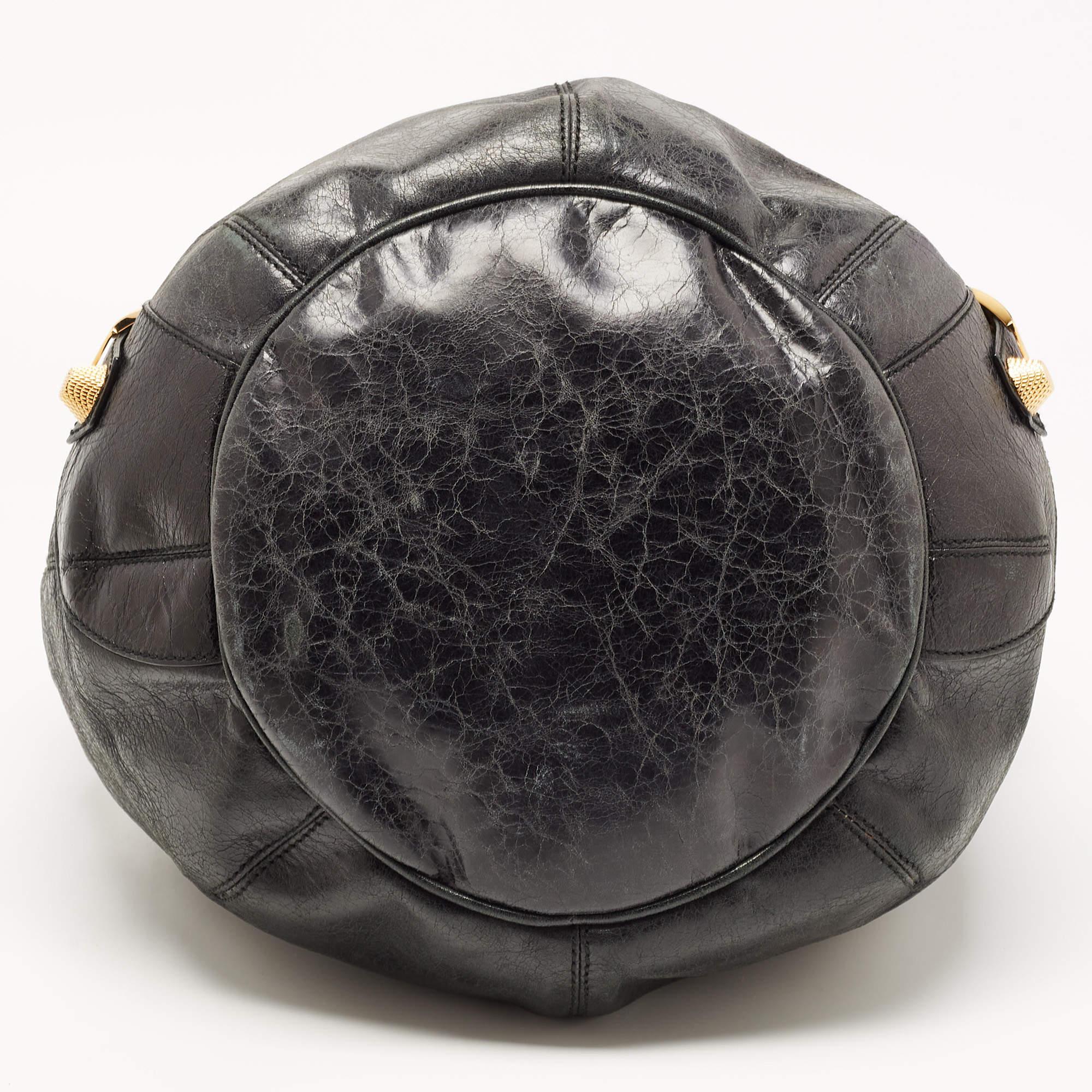 Balenciaga Black Leather GGH PomPon Bag 1