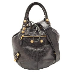 Balenciaga Black Leather GGH PomPon Bag