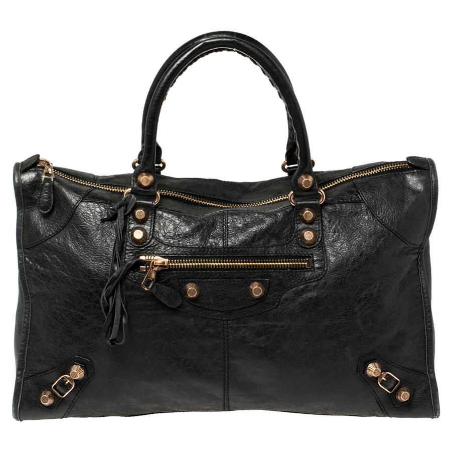 Balenciaga Black Leather GGH Work Tote