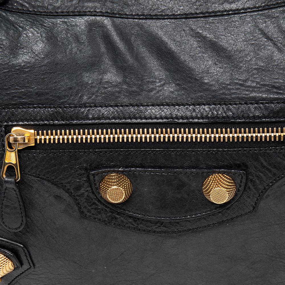 Balenciaga Black Leather Giant 21 Gold Hobo 4