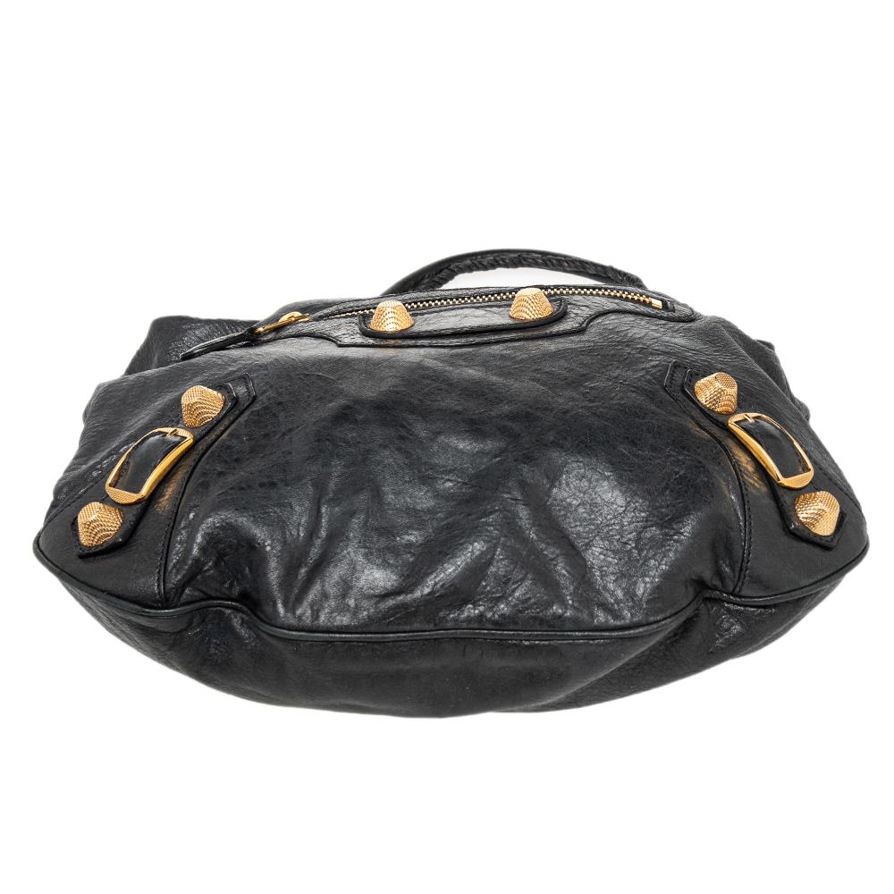 Balenciaga Black Leather Giant 21 Gold Hobo 1
