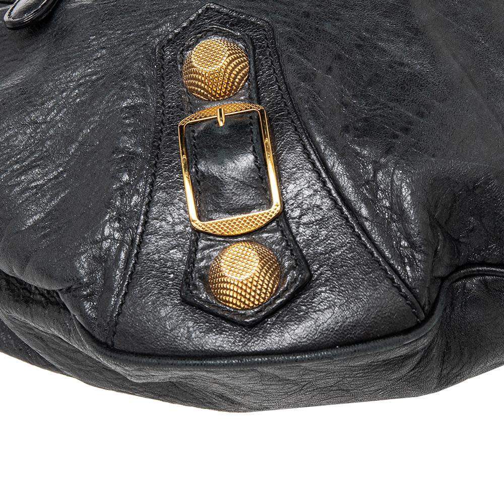 Balenciaga Black Leather Giant 21 Gold Hobo 2