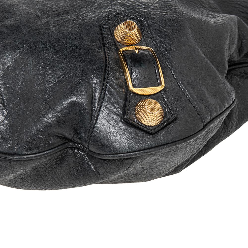 Balenciaga Black Leather Giant 21 Gold Hobo 3