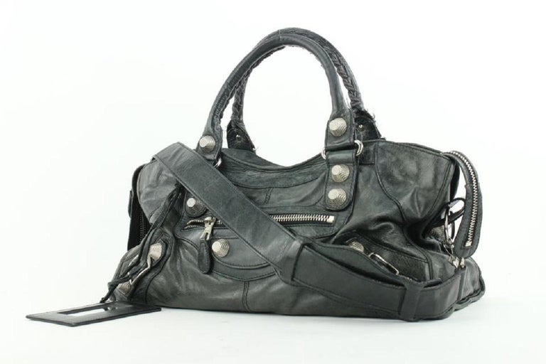 Balenciaga Black Leather Giant City 2way Bag with Strap 382bal527 at 1stDibs