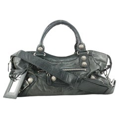 Vintage Balenciaga Black Leather Giant City 2way Bag with Strap 382bal527