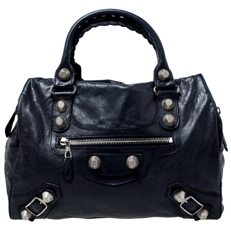 Balenciaga Black Leather Giant Hardware 21 Midday Bag at