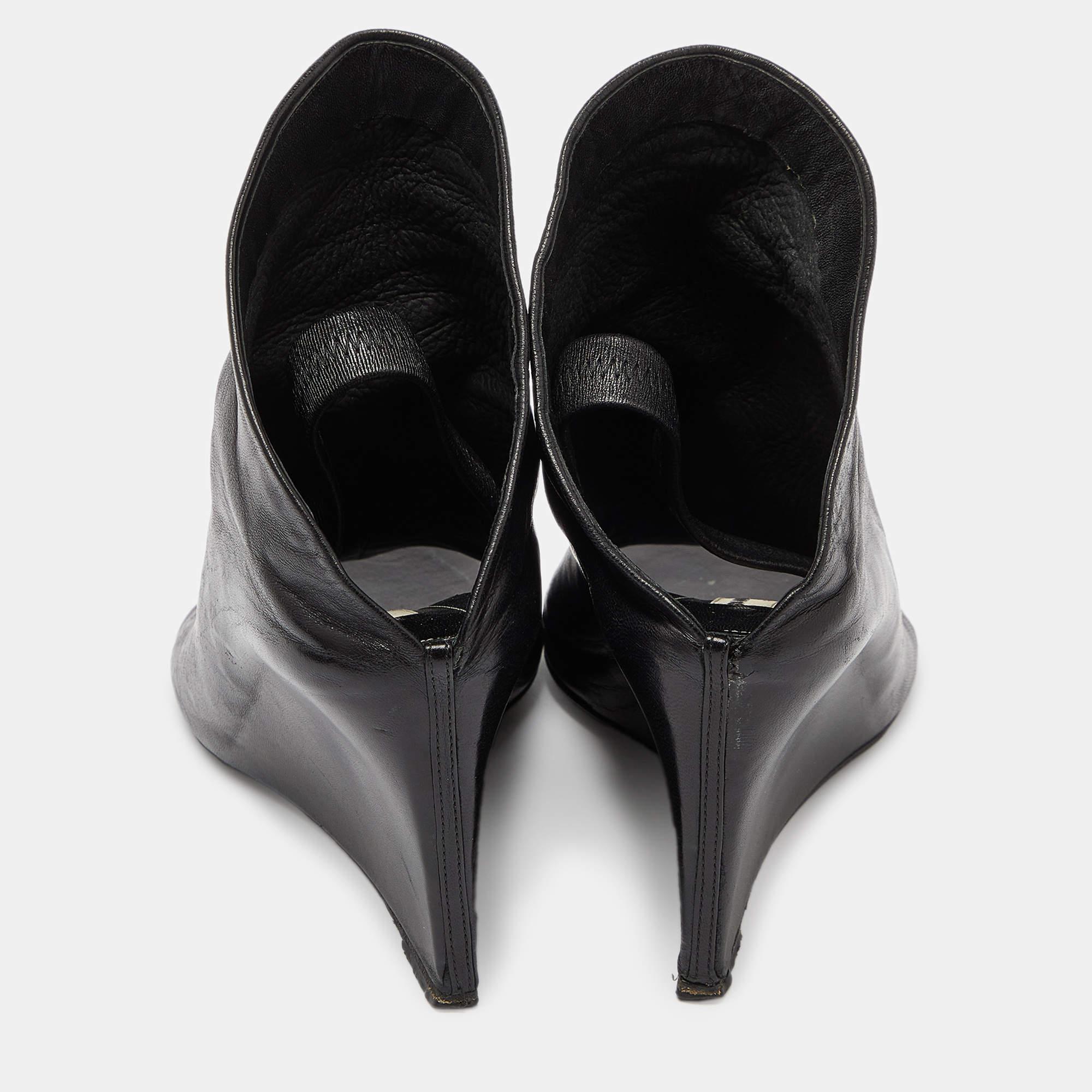 Balenciaga Black Leather Glove Wedge Sandals Size 38.5 1