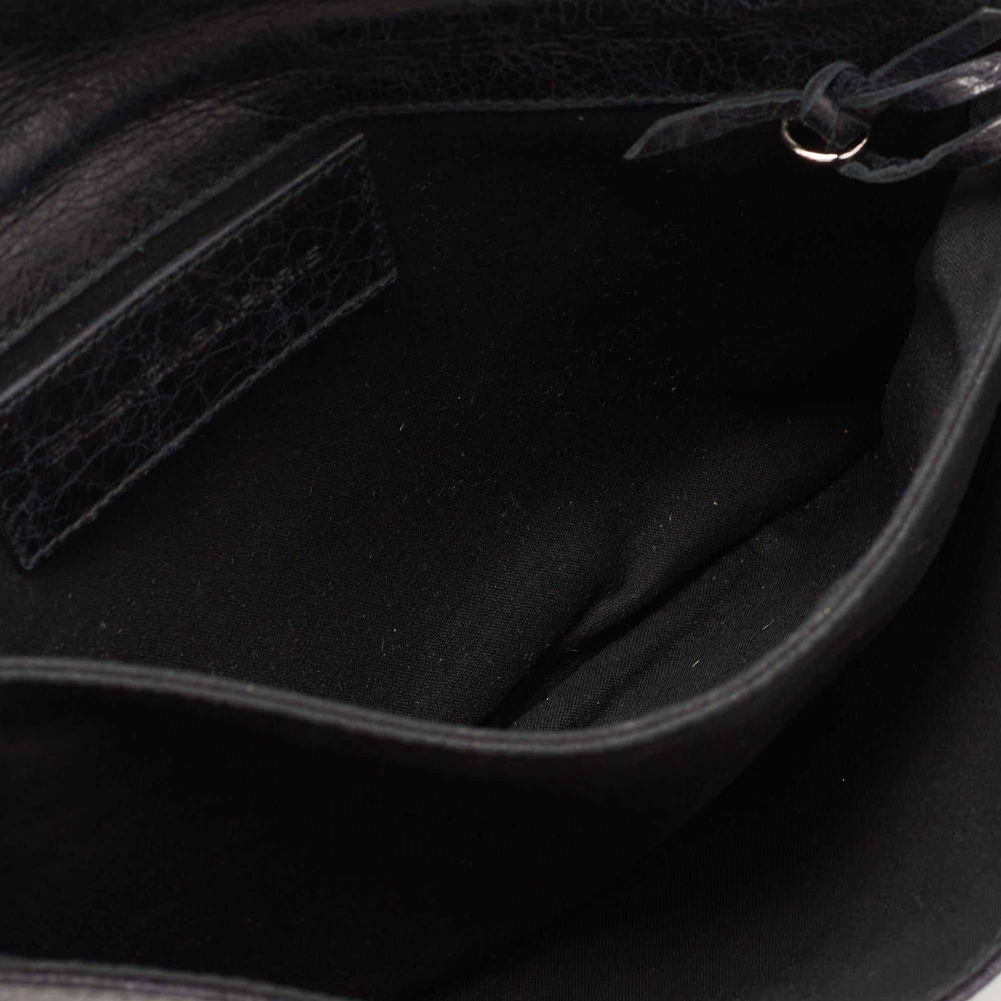 Balenciaga Black Leather GSH Envelope Clutch 2