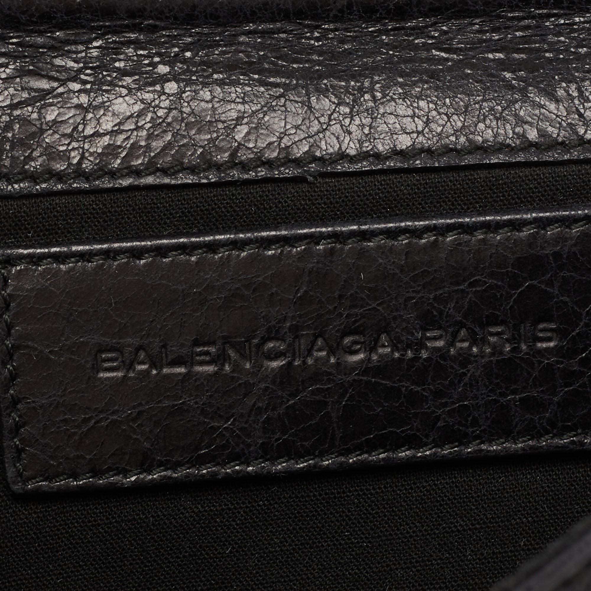 Balenciaga Black Leather GSH Envelope Clutch 3