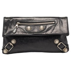 Balenciaga Schwarze GSH-Clutch aus Leder mit Umschlag