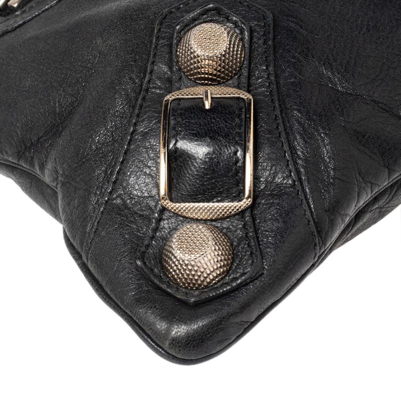 Balenciaga Black Leather GSH Flat Wristlet Clutch 1