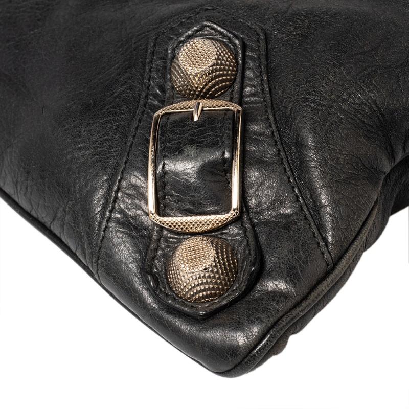Balenciaga Black Leather GSH Flat Wristlet Clutch 3