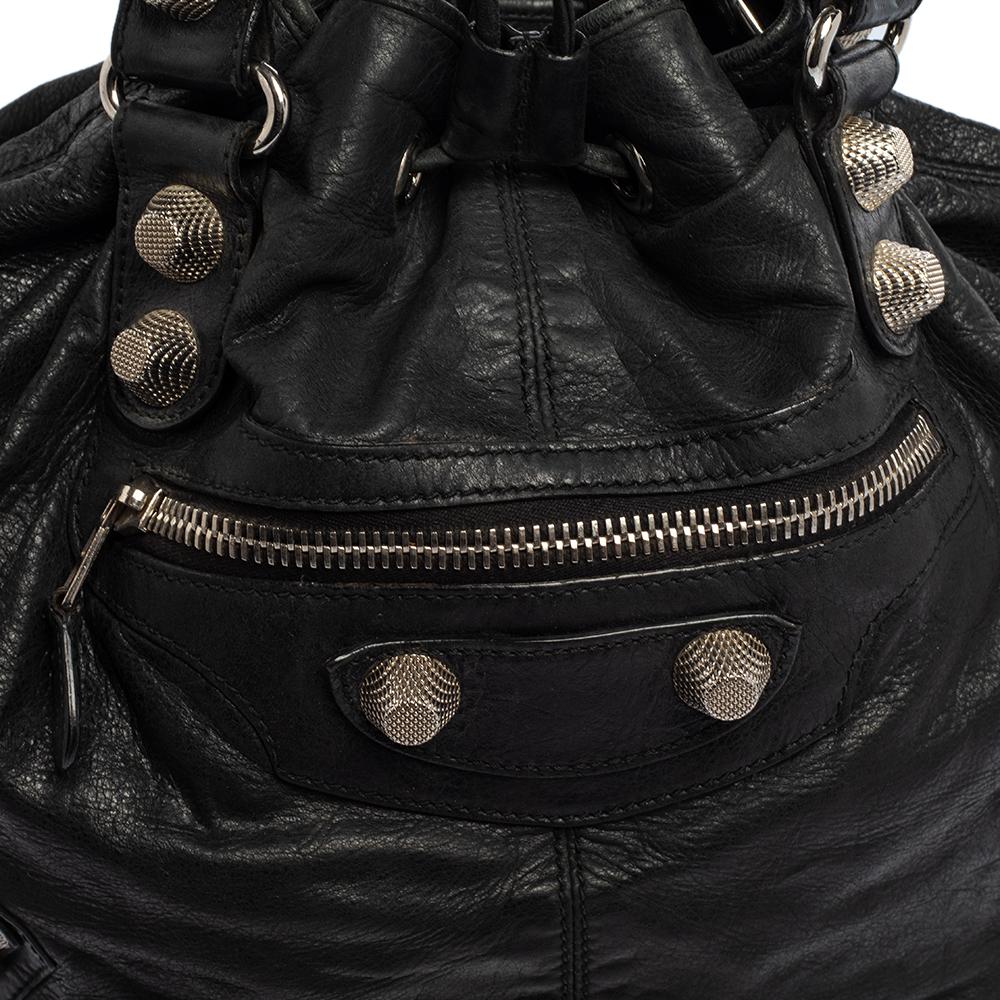 Balenciaga Black Leather GSH Pompon Bag 3