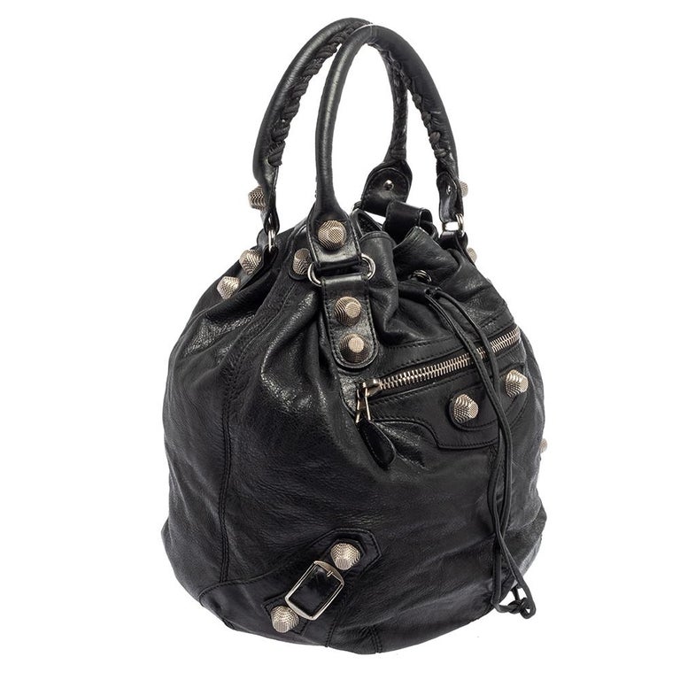 Balenciaga Black Leather GSH Pompon Bag at 1stDibs