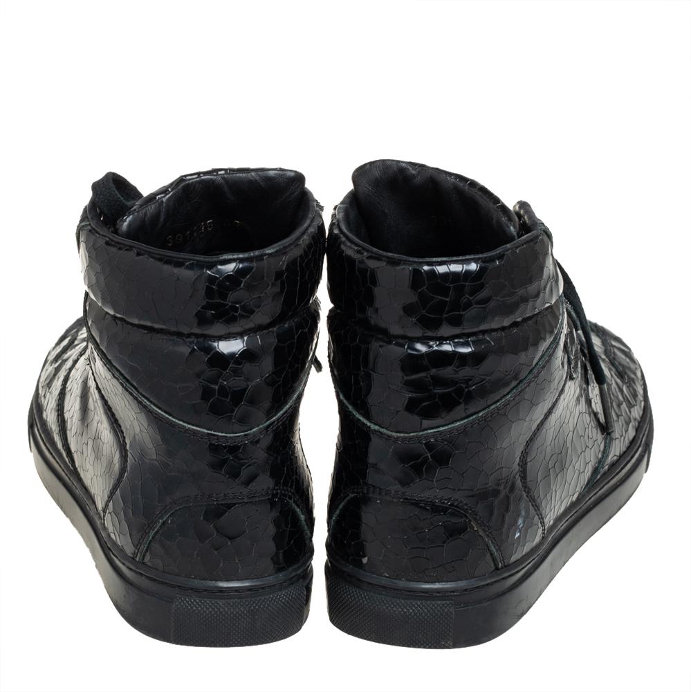 Balenciaga Black Leather High Top Sneakers Size 39 In Good Condition For Sale In Dubai, Al Qouz 2