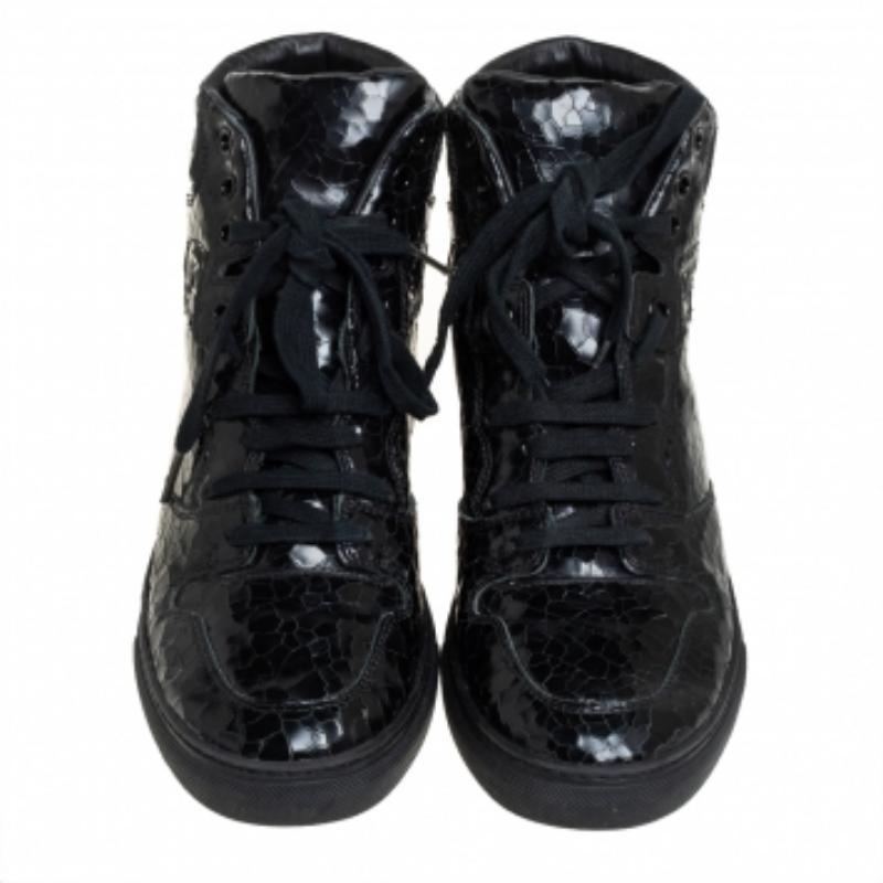 Balenciaga Black  Leather High Top Sneakers Size 39 For Sale 1