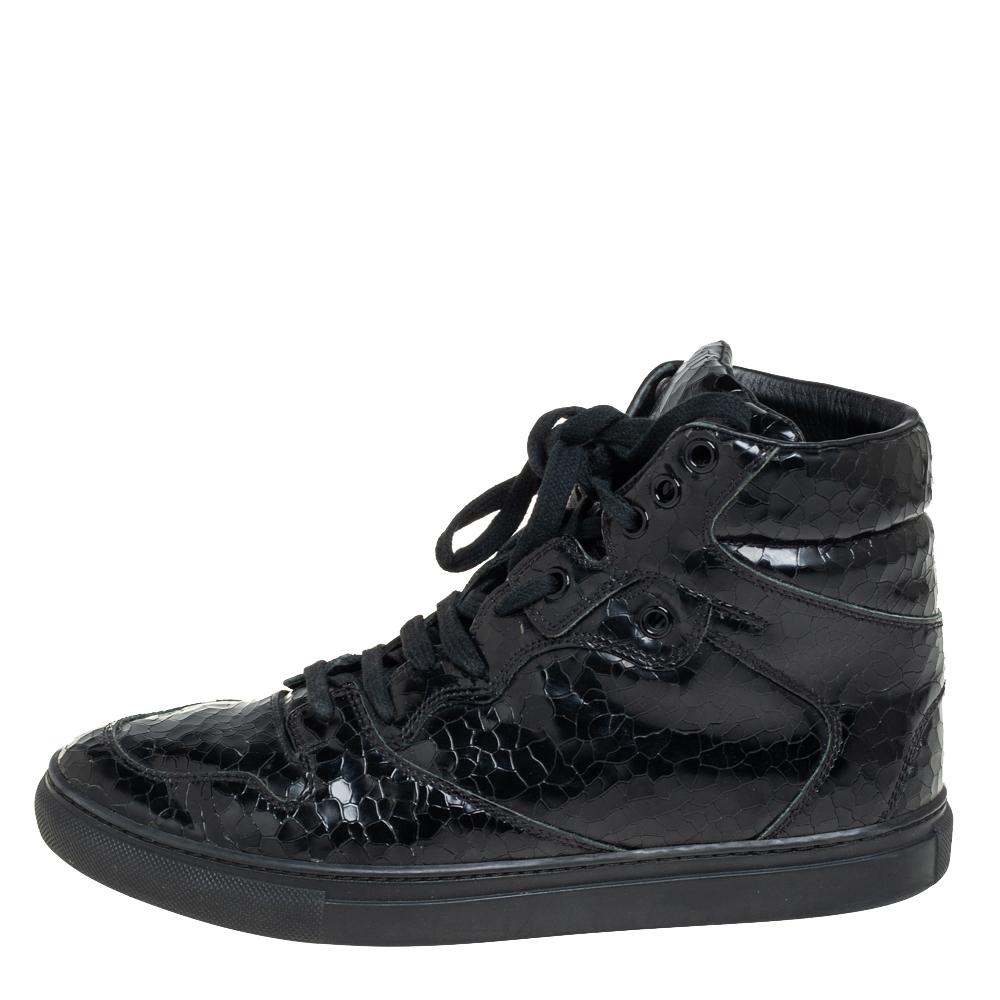 Balenciaga Black Leather High Top Sneakers Size 39 For Sale 1