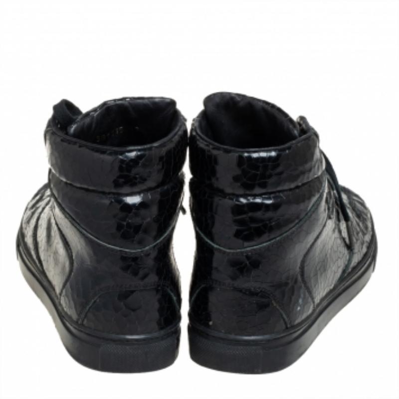 Balenciaga Black  Leather High Top Sneakers Size 39 For Sale 2