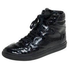 Balenciaga Black  Leather High Top Sneakers Size 39
