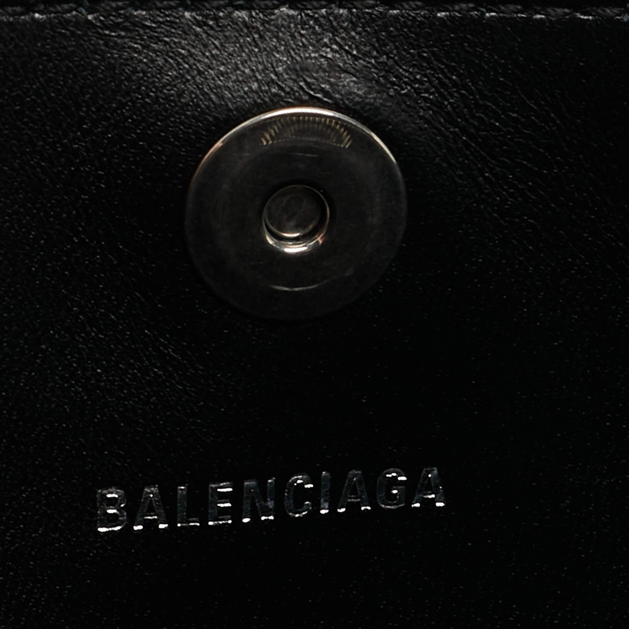 Balenciaga Black Leather Hourglass East-West Tote For Sale 6
