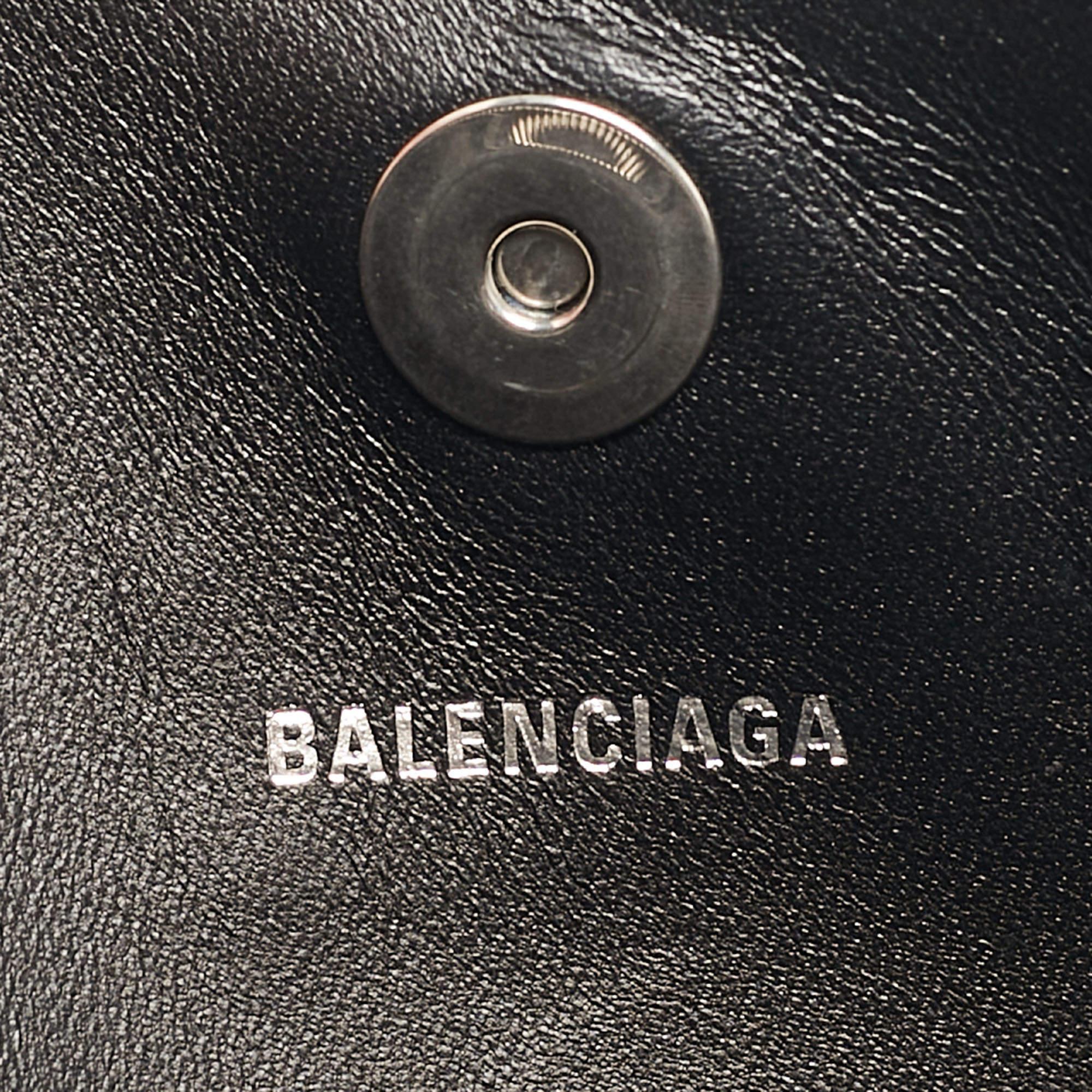 Balenciaga Black Leather Hourglass East-West Tote For Sale 3