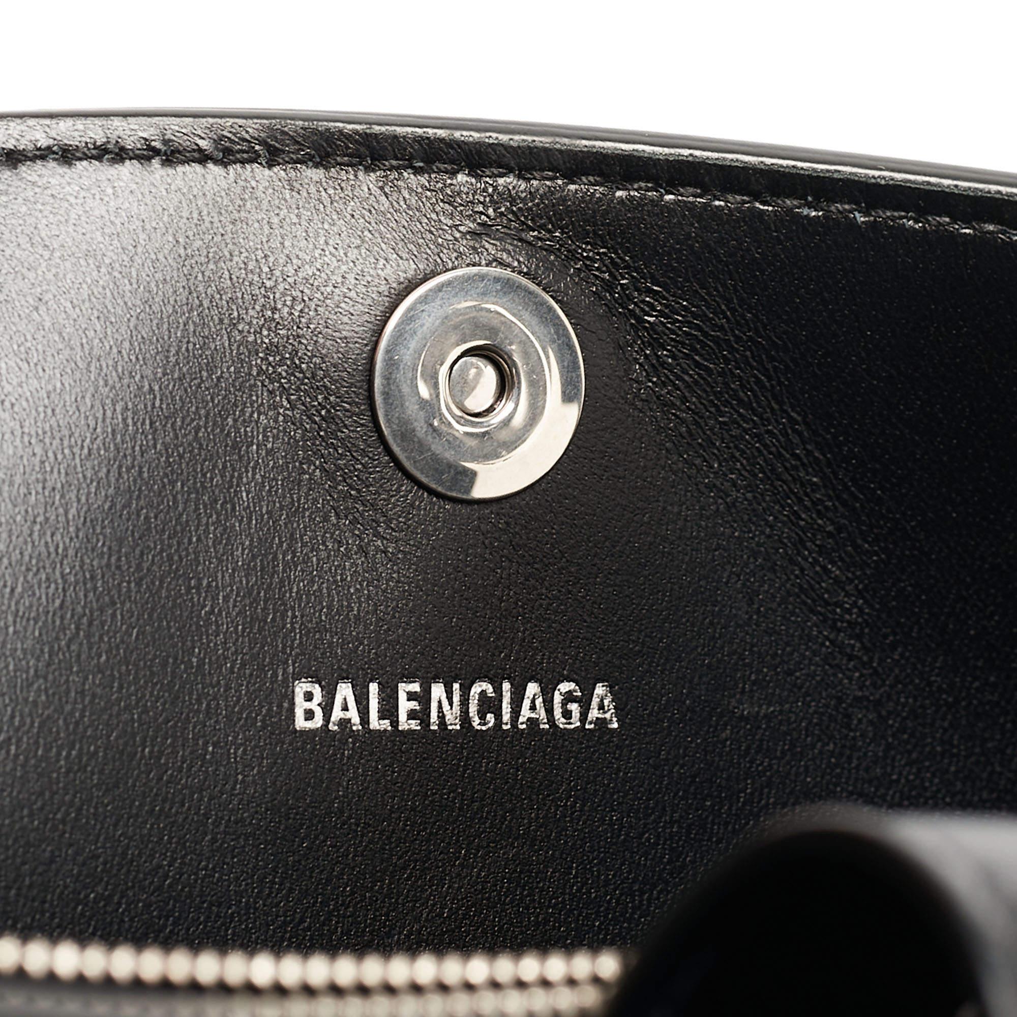 Balenciaga Black Leather Hourglass East-West Tote For Sale 4