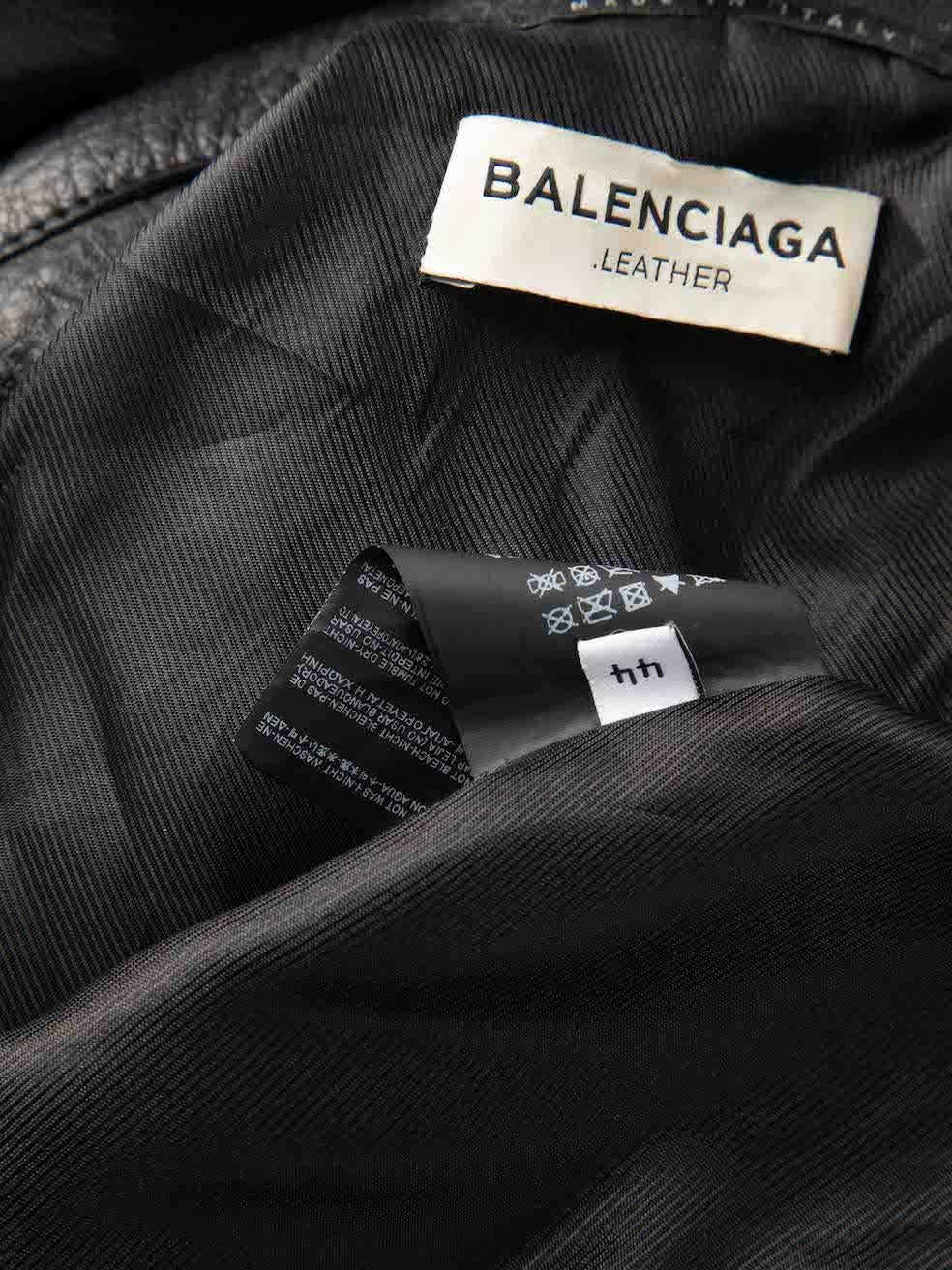 Balenciaga Black Leather Jacket Size XXL For Sale 3