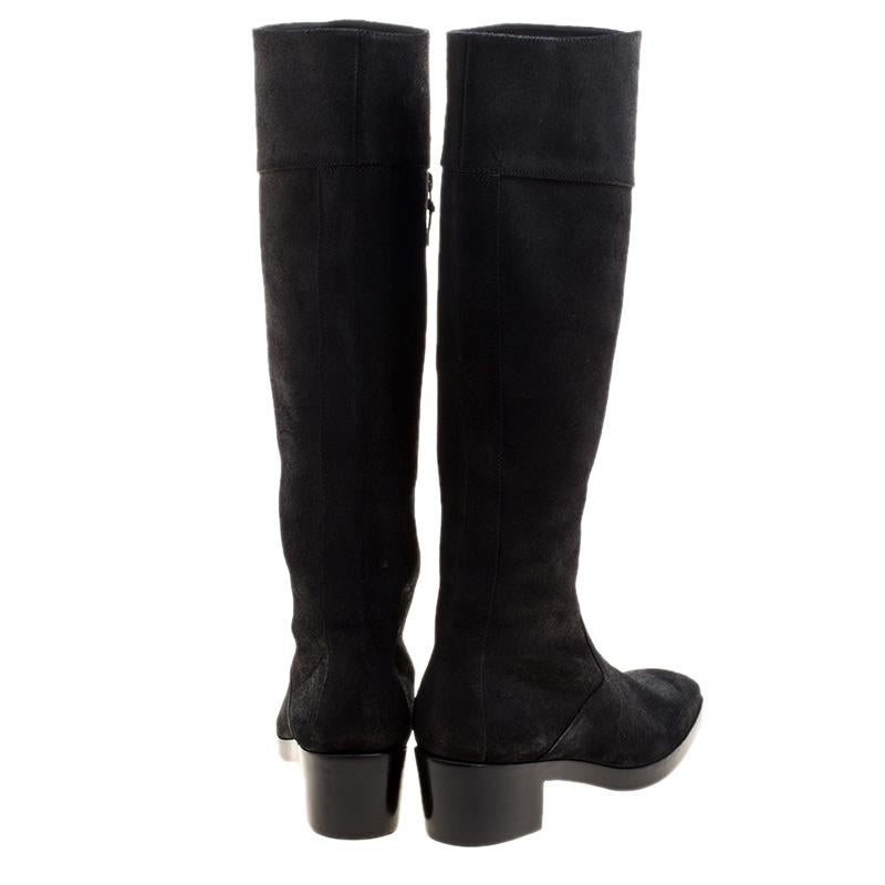 Balenciaga Black Leather Knee High Boots Size 38 1