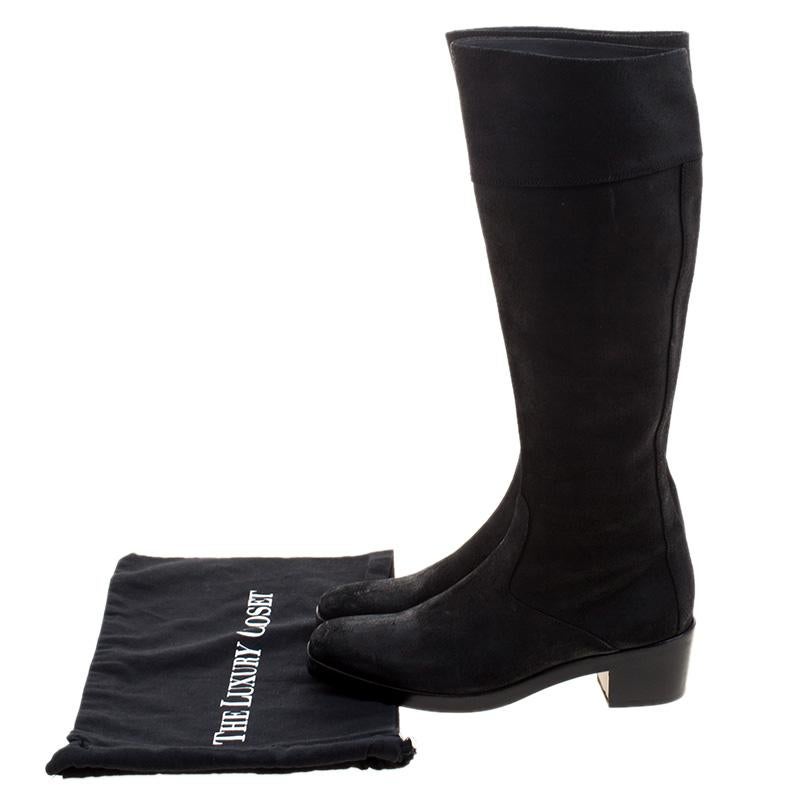 Balenciaga Black Leather Knee High Boots Size 38 4