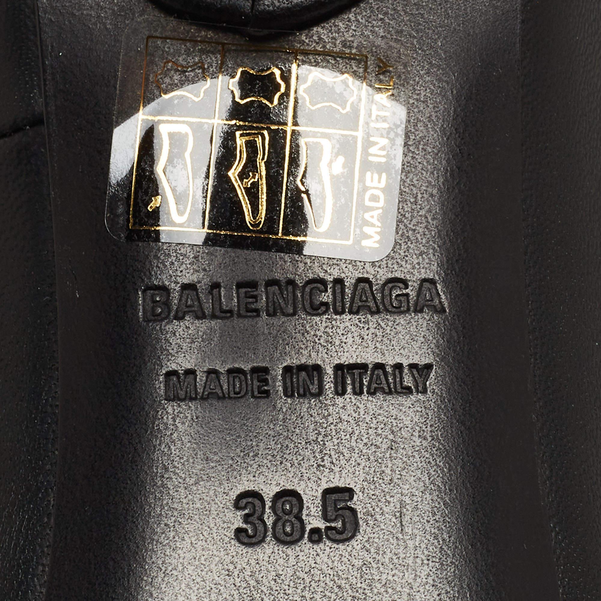 Balenciaga Black Leather Knife Fringe Detail Pointed Toe Pumps Size 38.5 5