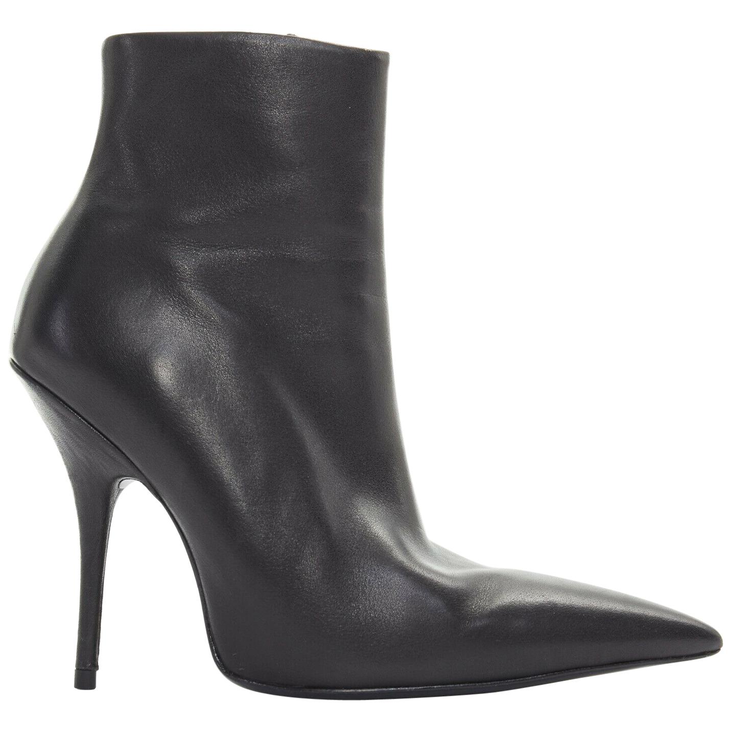 BALENCIAGA black leather Knife pointed toe sculpted slim heel ankle bootie EU35