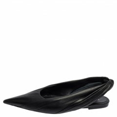 Balenciaga Black Leather Knife Pointed Toe Slingback Flats Size 37