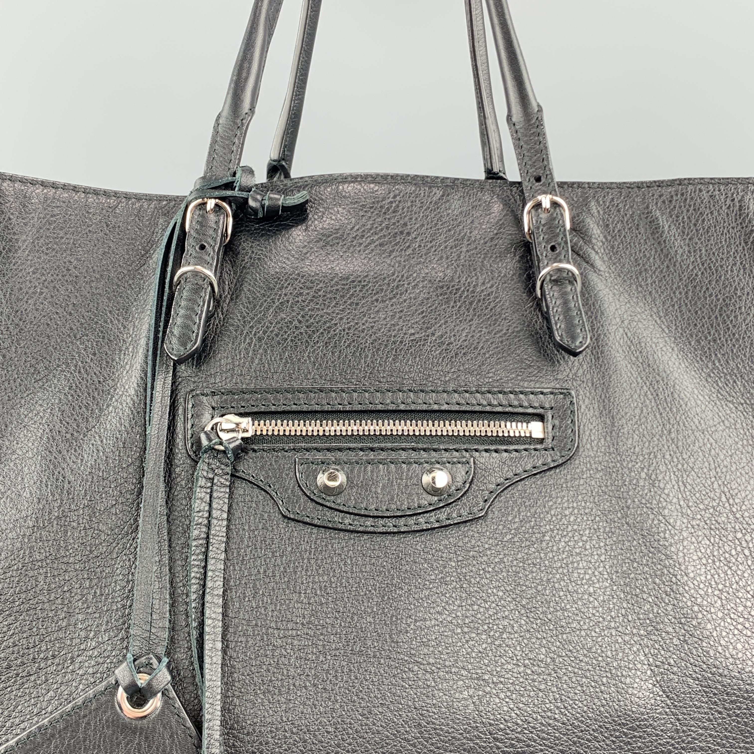BALENCIAGA Black Leather Large CITY Tote Handbag