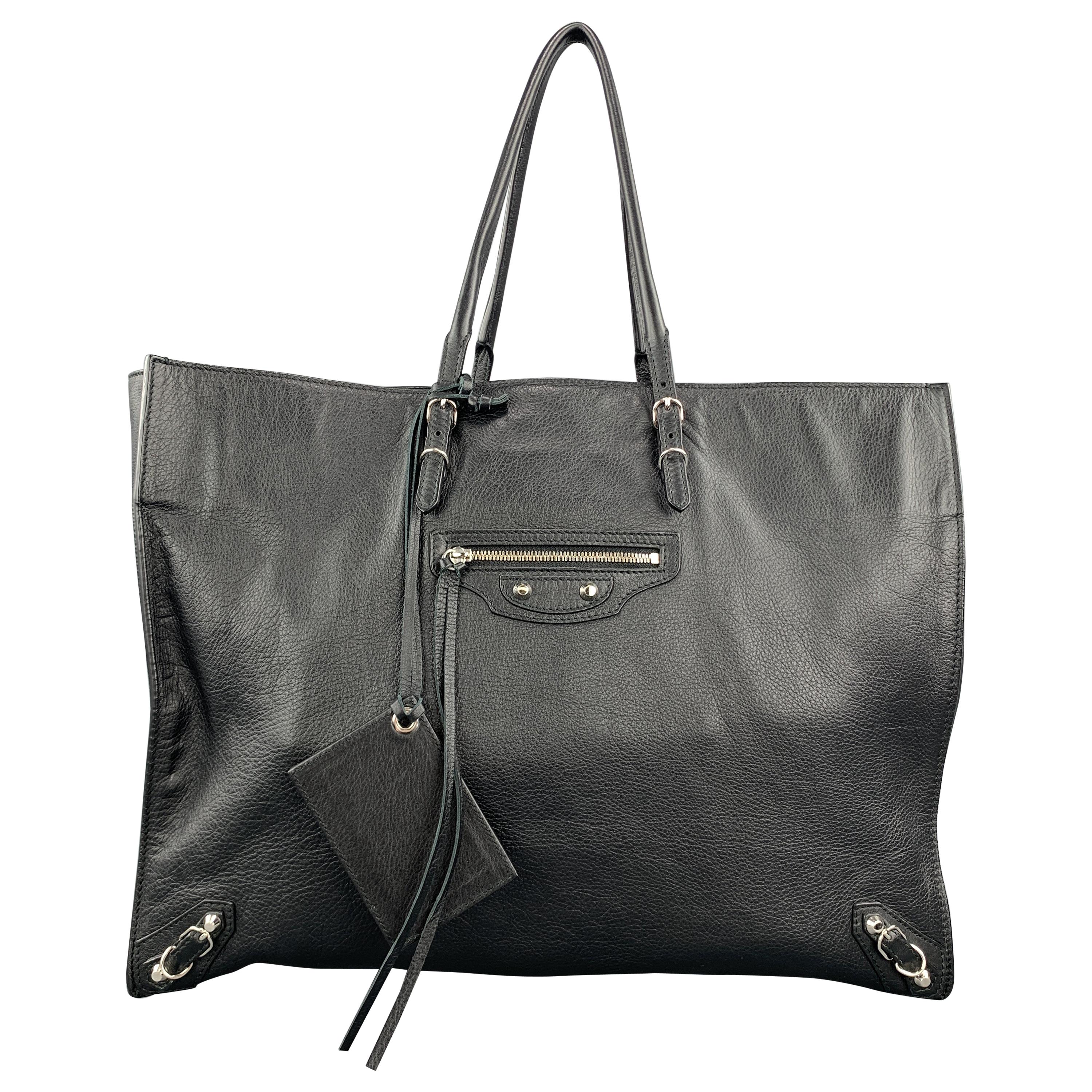BALENCIAGA Black Leather Large CITY Tote Handbag