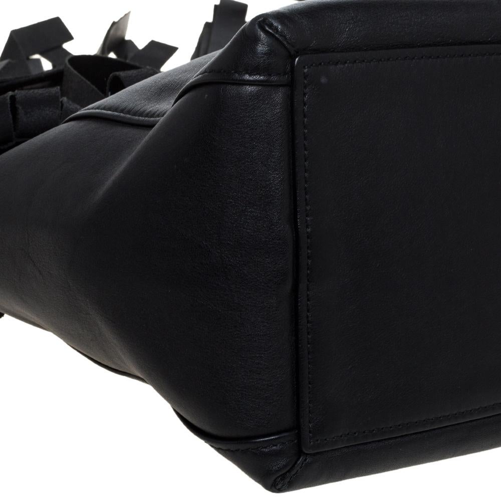 Balenciaga Black Leather Laundry Cabas Fringe XS Tote 2