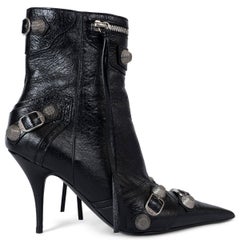 Used BALENCIAGA black leather LE CAGOLE 90 Ankle Boots Shoes 38